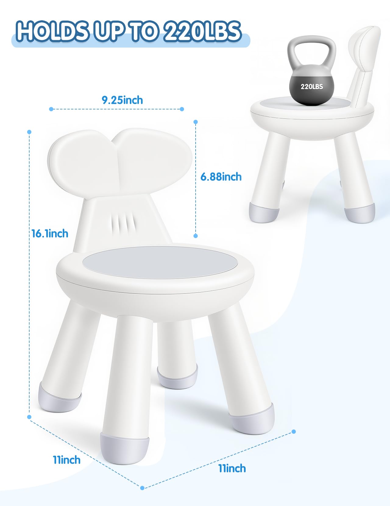 Plastic kids chair ergonomic backrest for table use