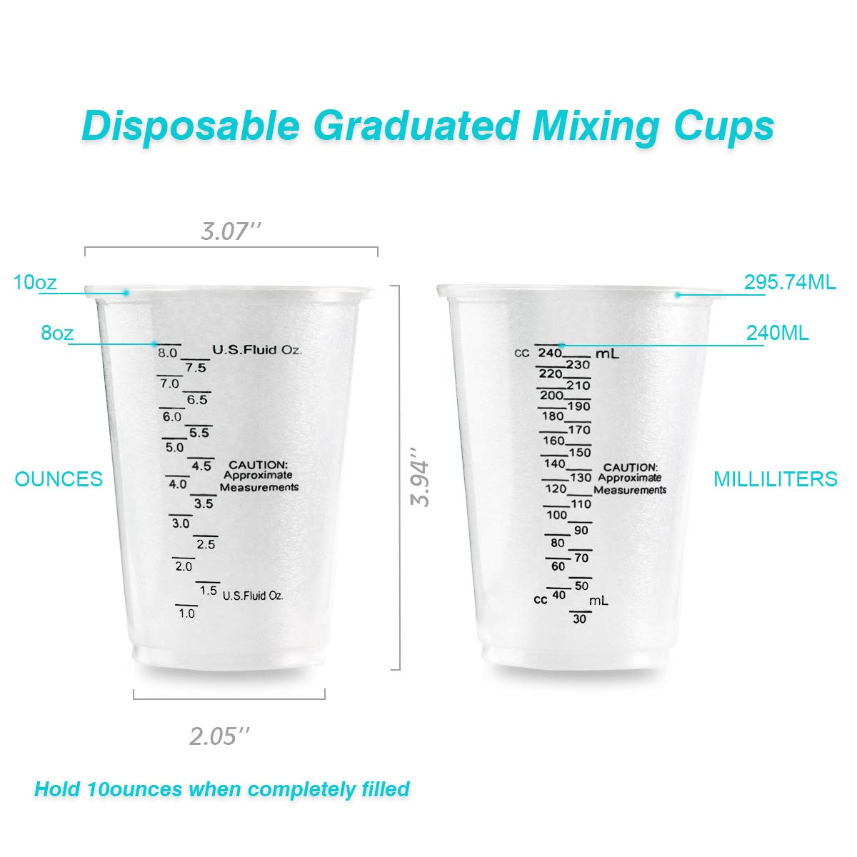 8oz graduation marks on plastic measuring cups
