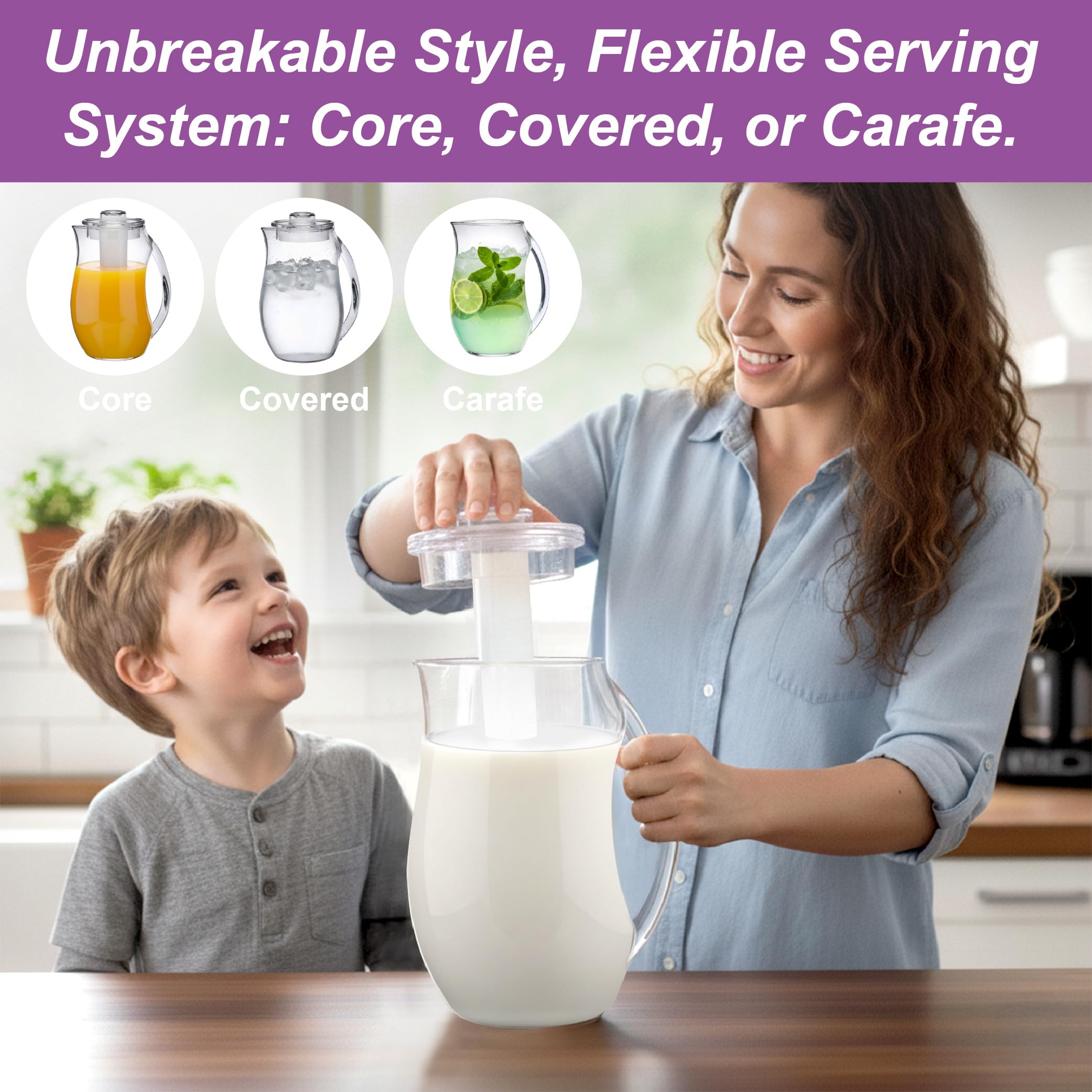 BPA-free shatter-proof plastic pitcher icely