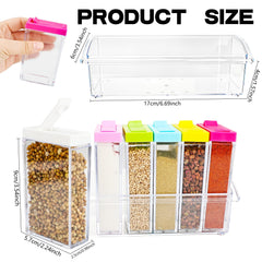 Clear plastic seasoning shaker box on tray