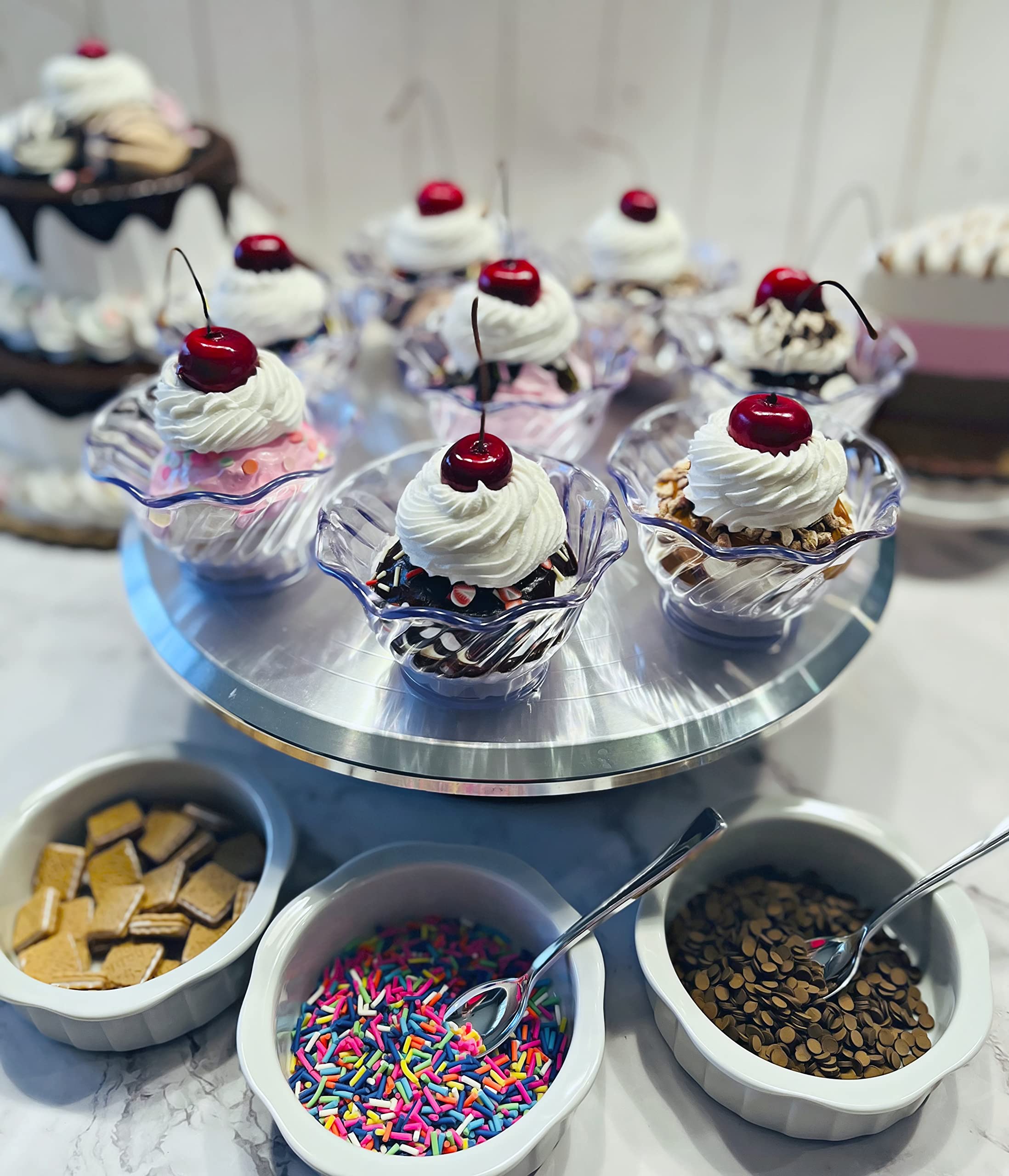 Dimensions 4.5 tall by 3.5 wide fake ice cream sundae