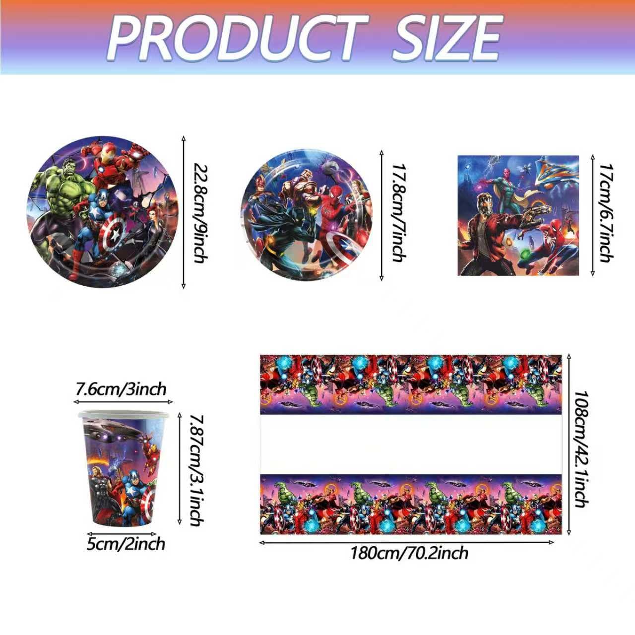 Plates in two sizes from Avengers party set