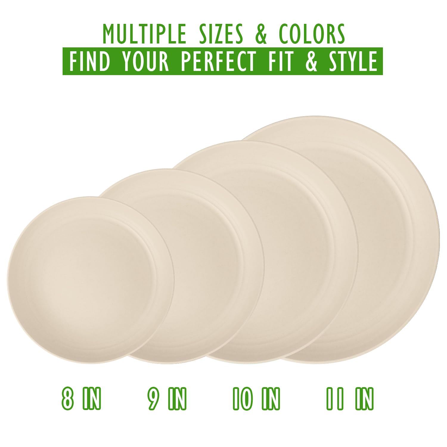 6 pack wheat straw dinner plates beige Perlapoc