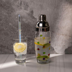 Platinum luster accent on fused glass stirrer