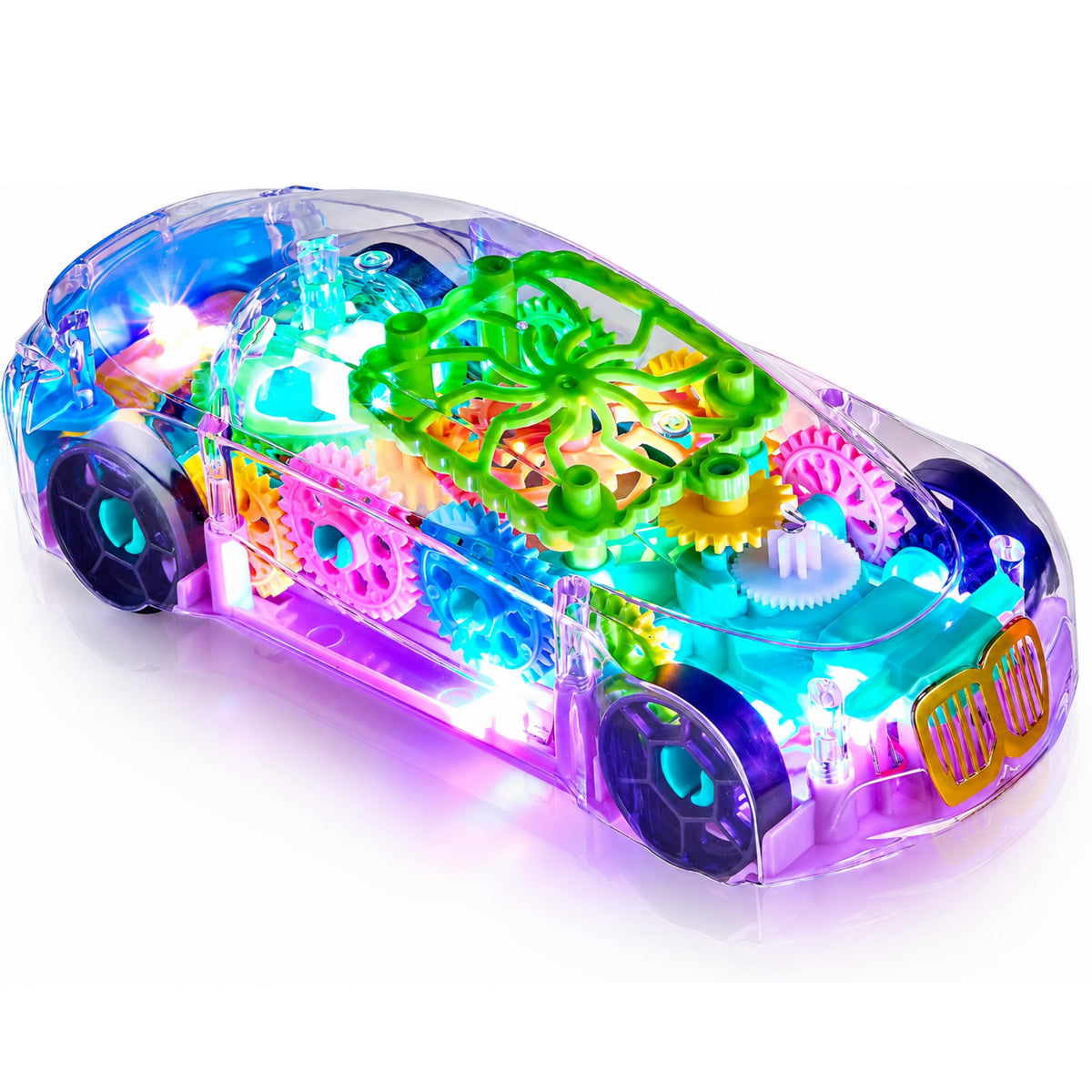 Playbees light up transparent car with moving gears