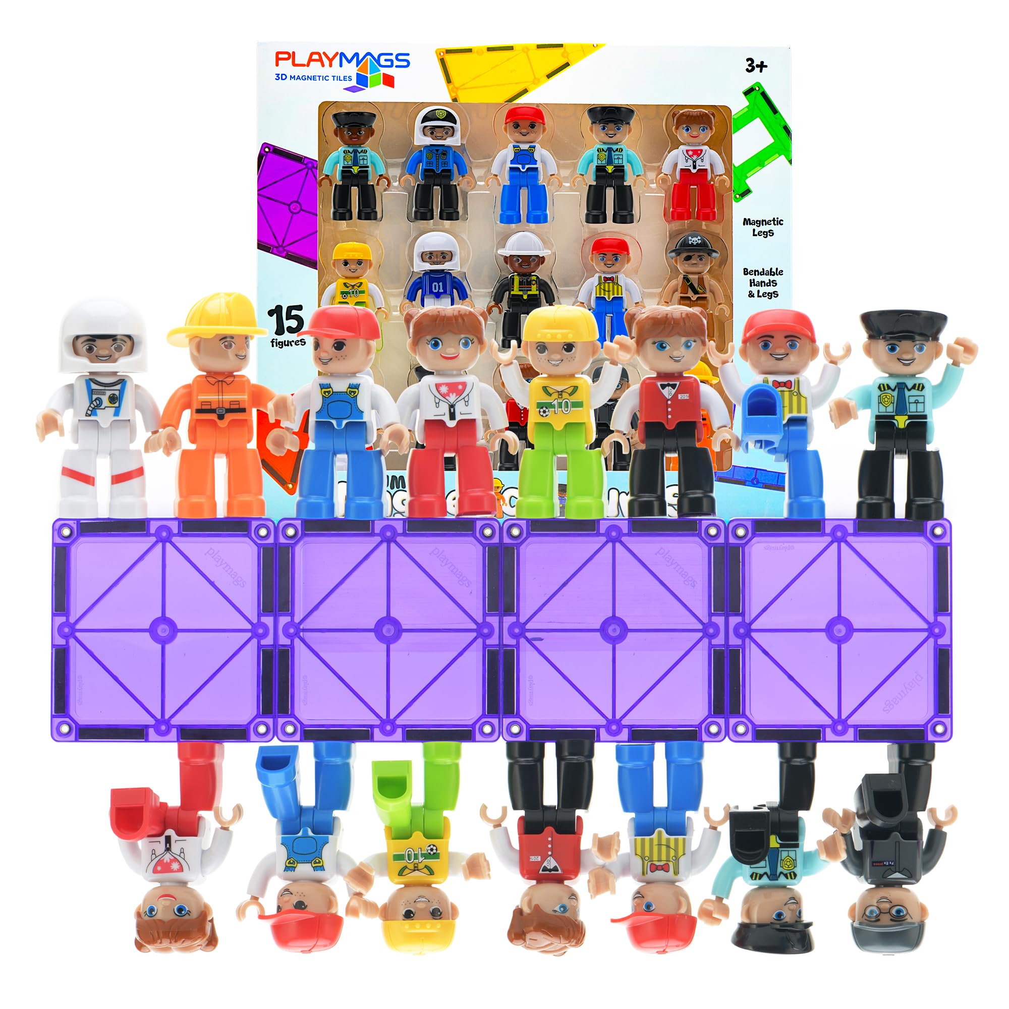 STEM learning toy compatible with magnetic tile play