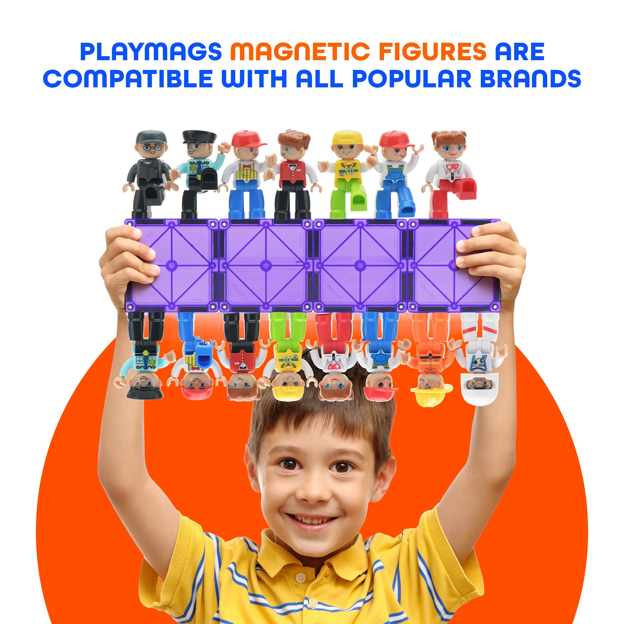 Movable magnetic figures with arms legs and rotatable head