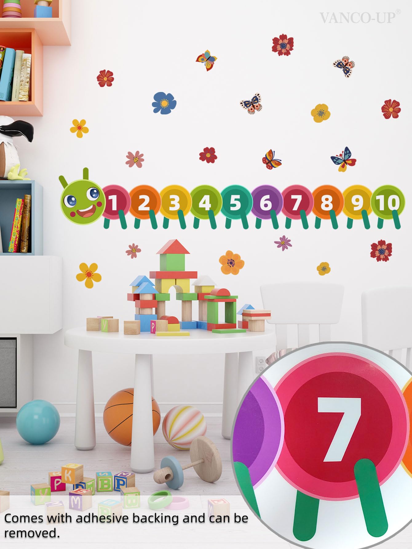 Playroom learning decal applied to door or wall