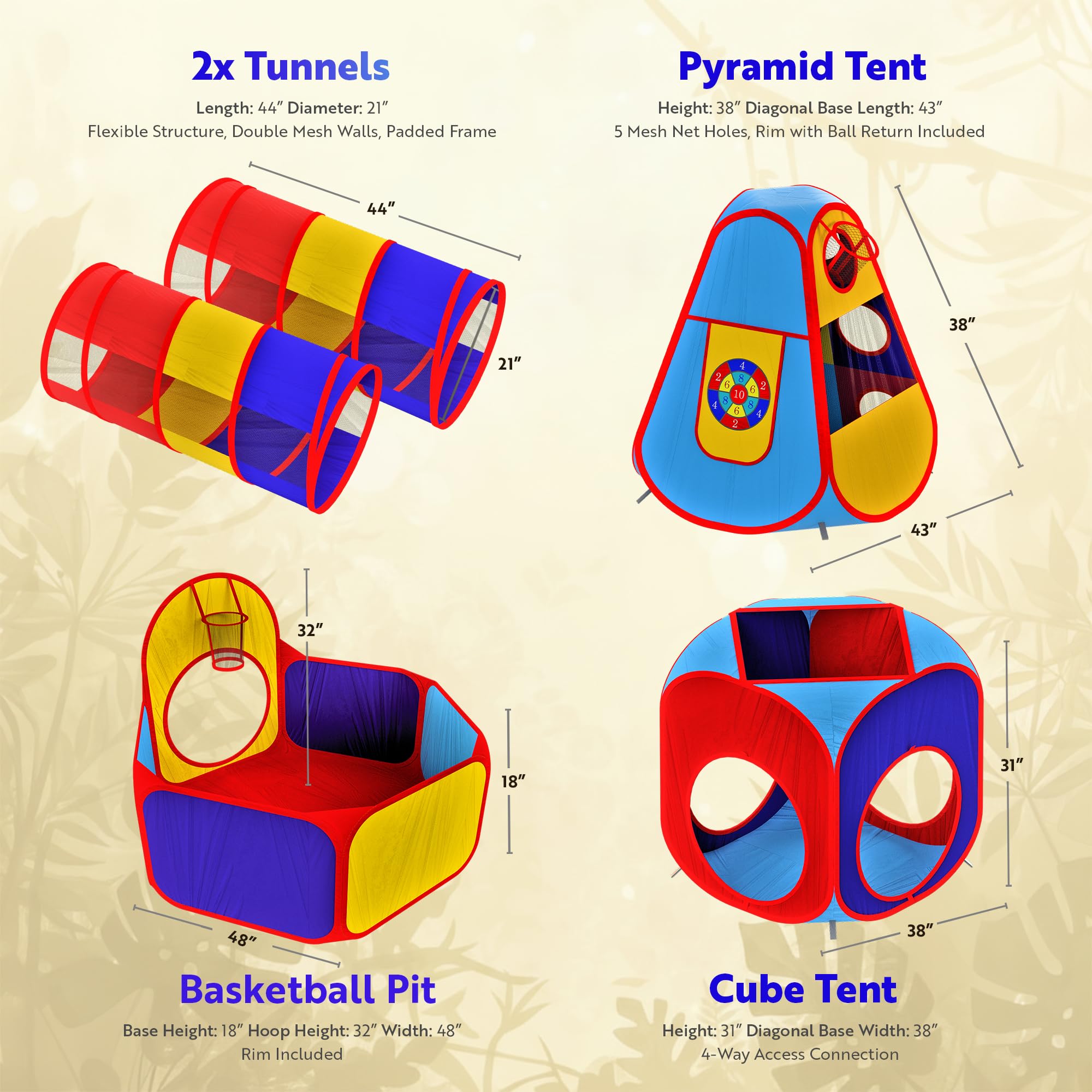 Playz crawl through tunnels and ball pit bundle for kids image