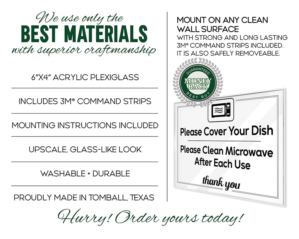Please Clean Microwave After Each Use acrylic sign