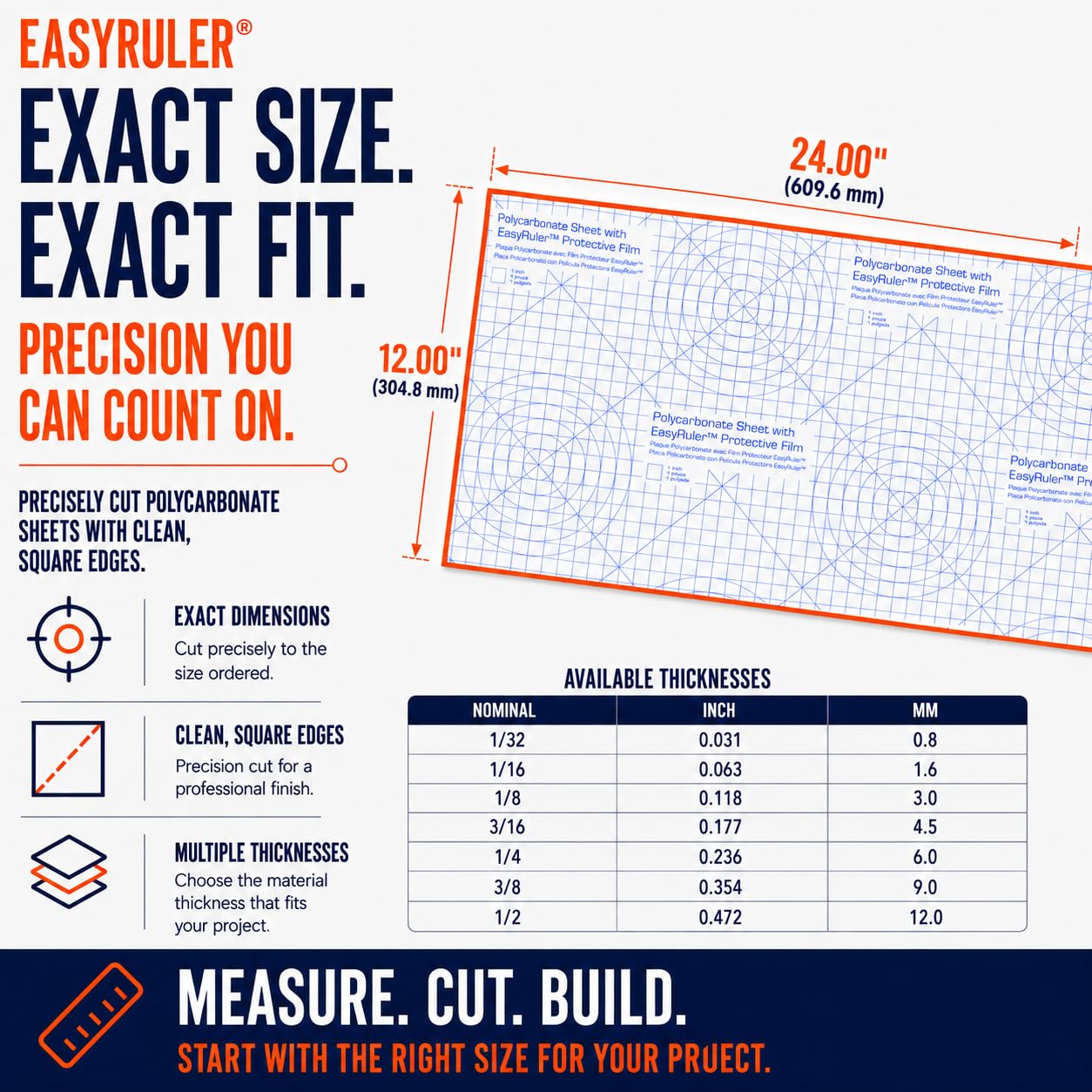 Rolled polycarbonate sheet for easy handling 12x24