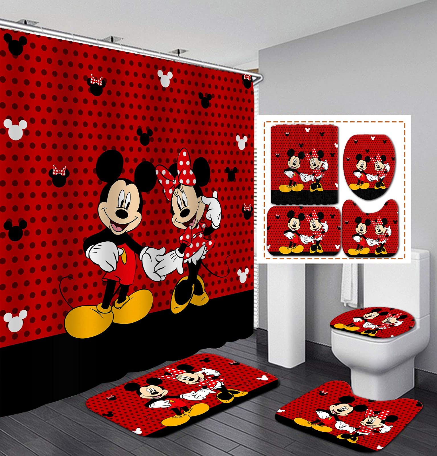 PLMZUOK 4Pcs shower curtain set curtain with hooks