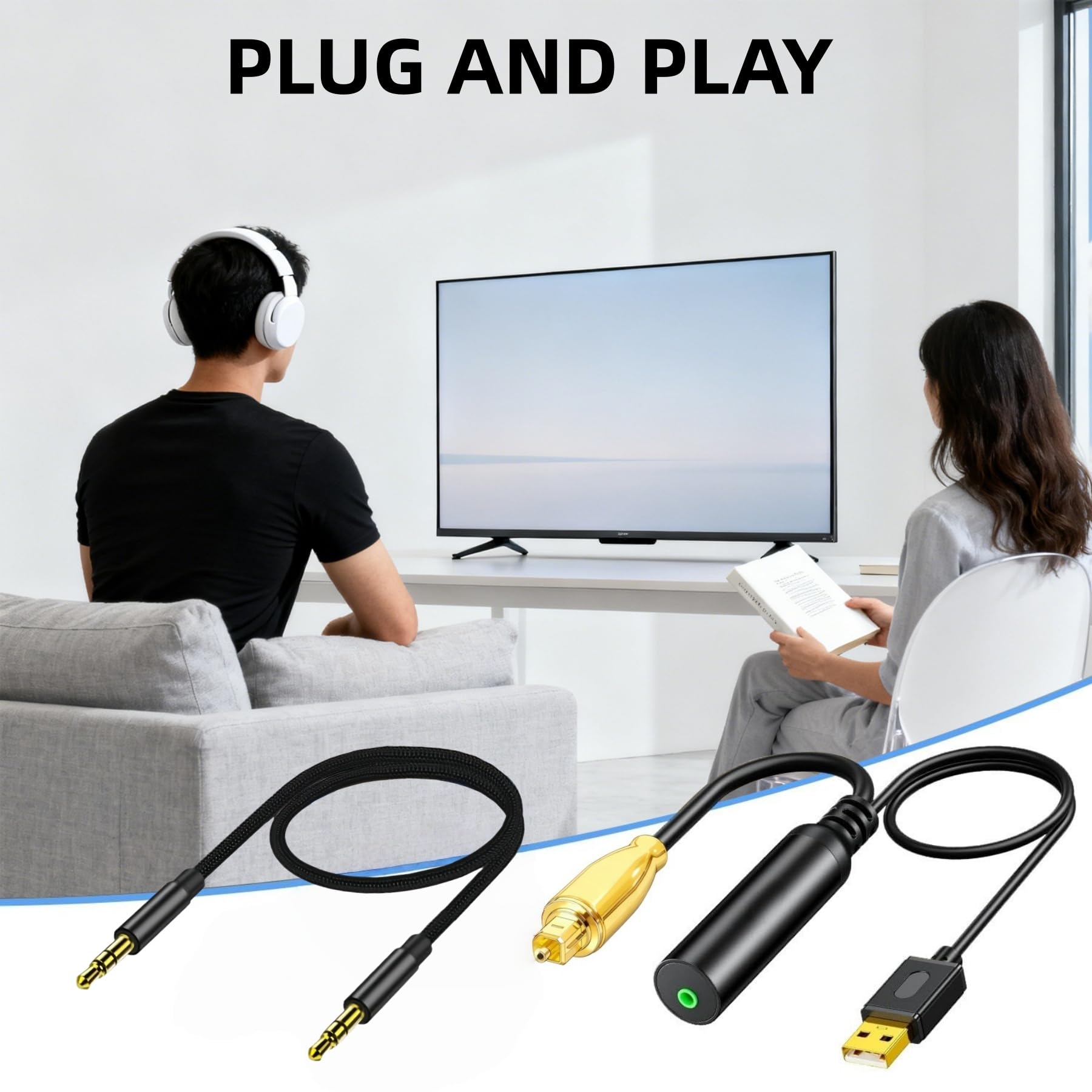 TV optical audio output to 3.5mm headphone/speaker image