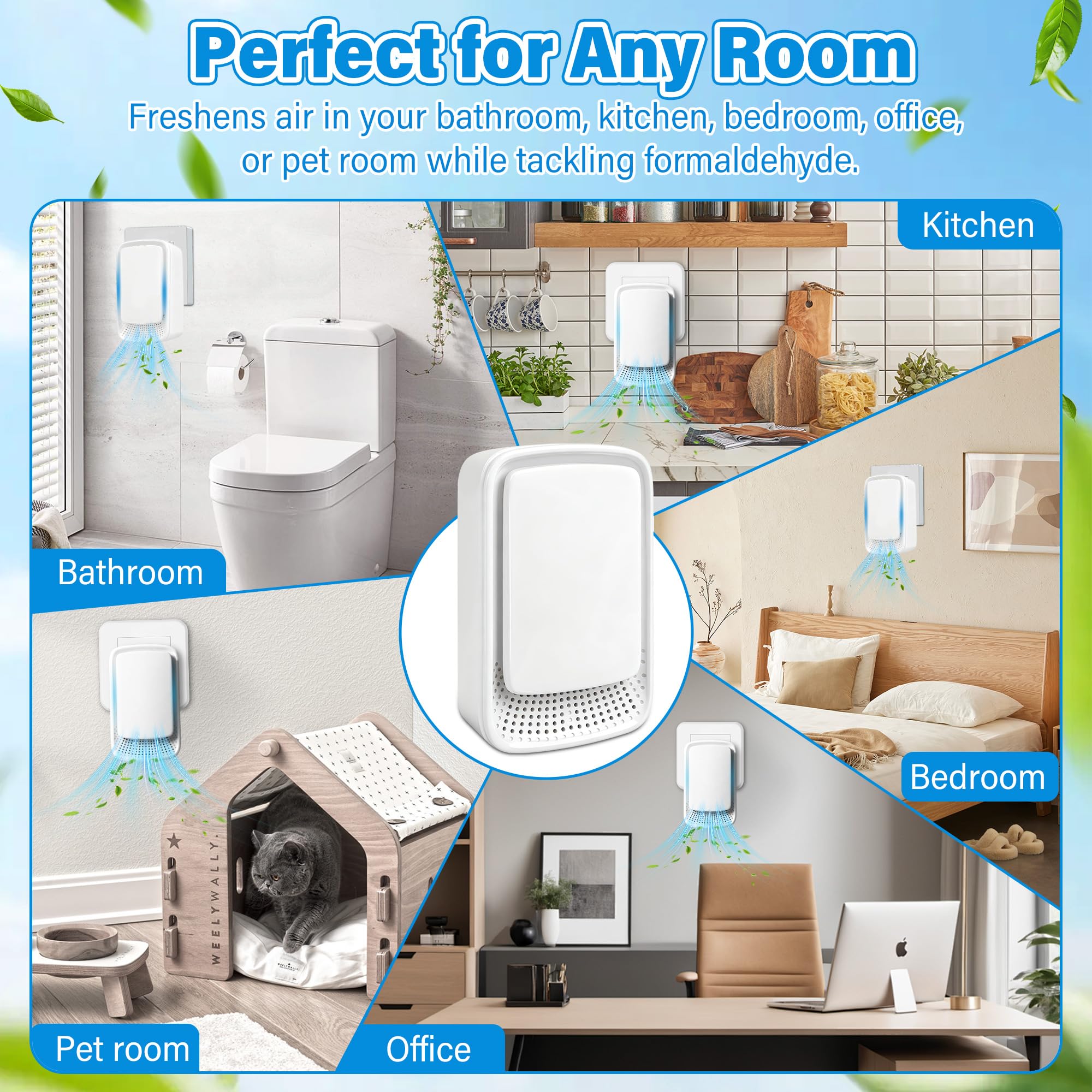 Silent filterless ionizer four-pack for home use