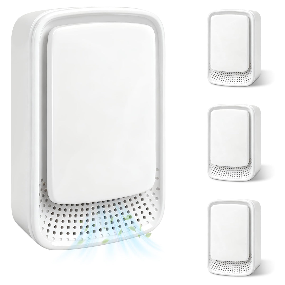 Four unit plug-in ionic air purifier for home use in multiple rooms
