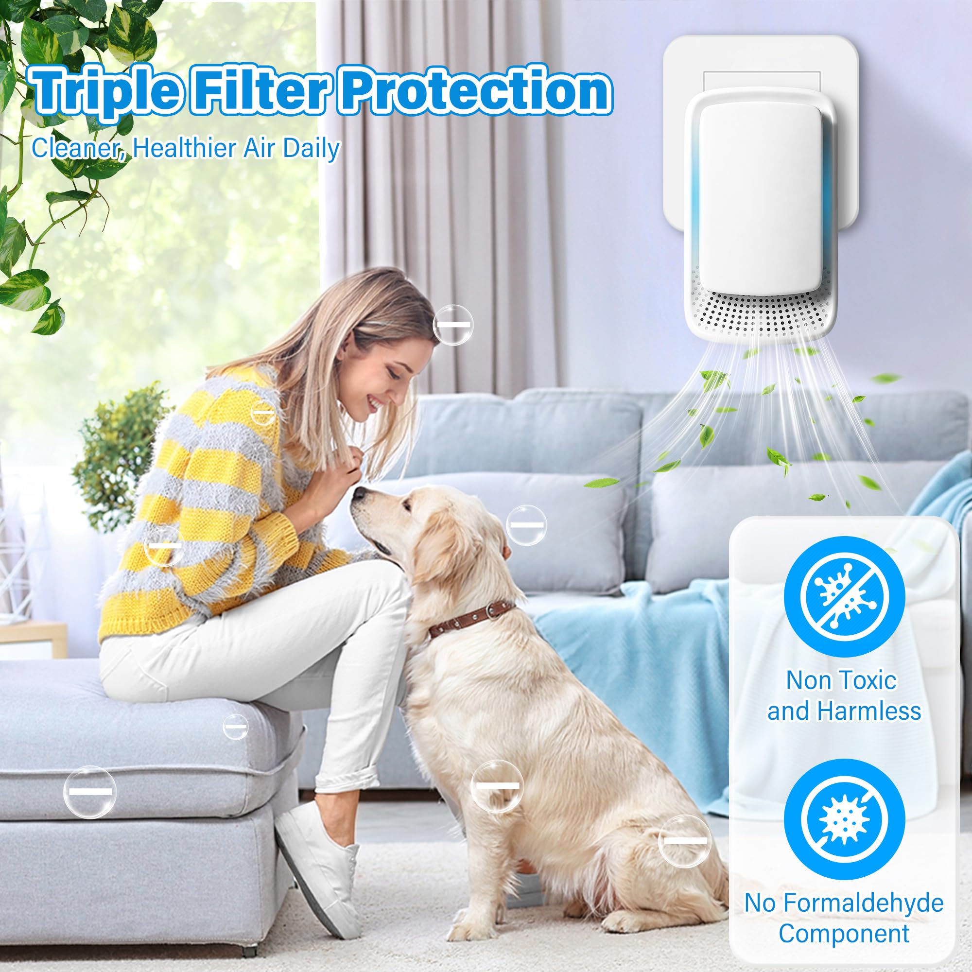 Bathroom use four-pack plug-in ionic air purifier