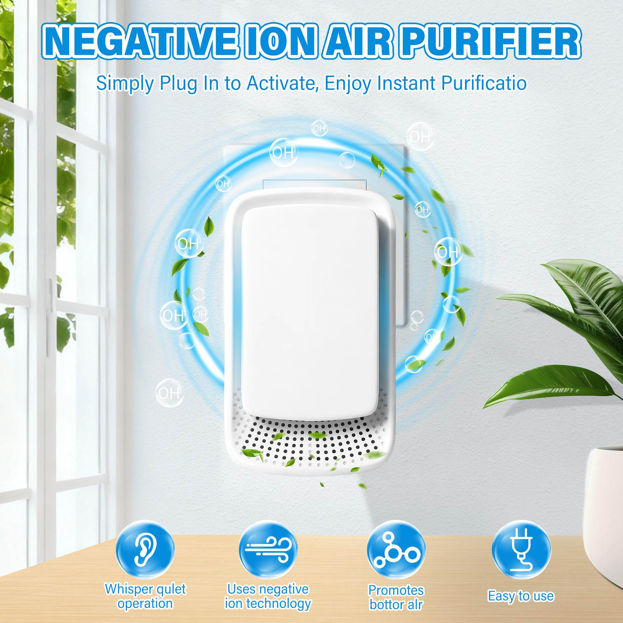 Bedroom use four-pack plug-in ionic air purifier