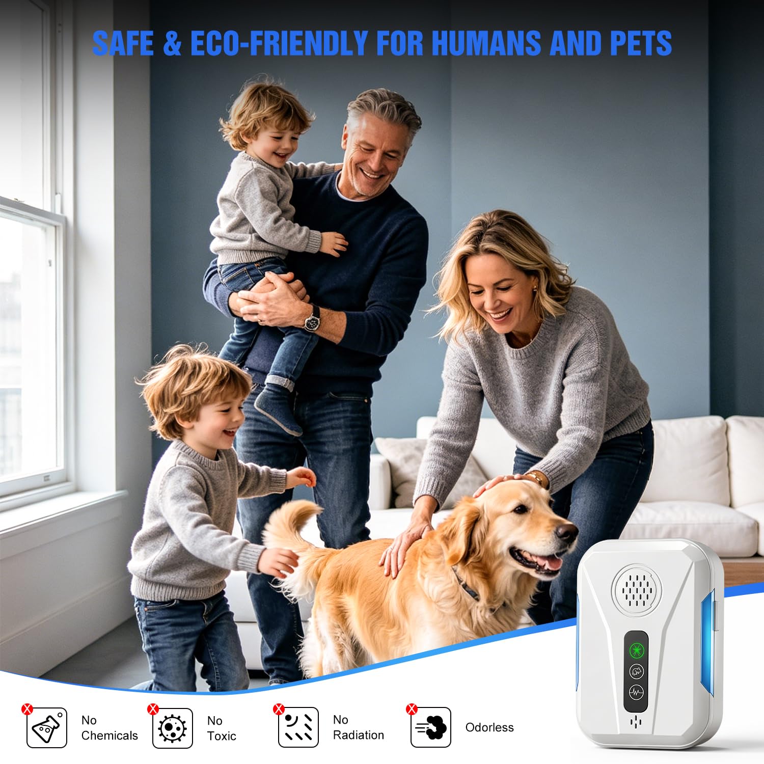 Plug-in ultrasonic pest repeller with no batteries required