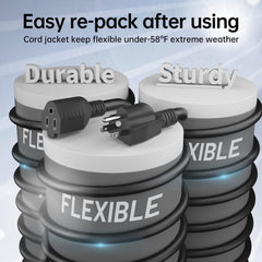 PlugSaf 16/3 3Ft 2 Pack Indoor Extension Cord Black with NEMA 5-15P and NEMA 5-15R