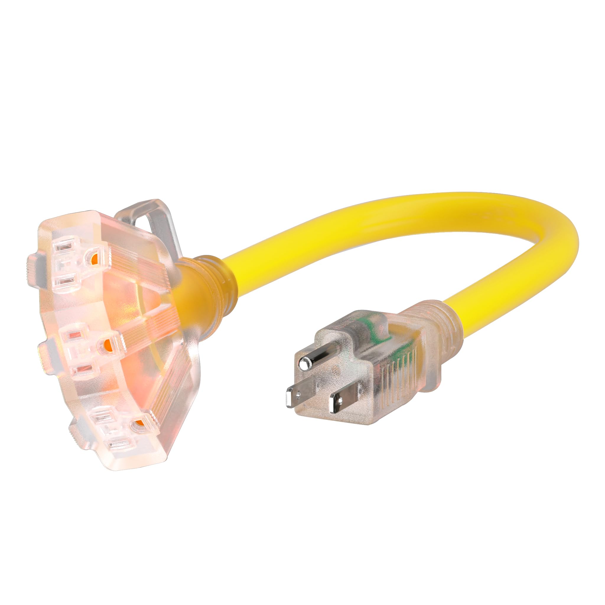 PlugSaf 1 ft 12 gauge extension cord yellow jacket