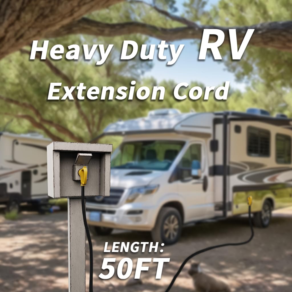 Adjustable cord organizer included with rv extension cord