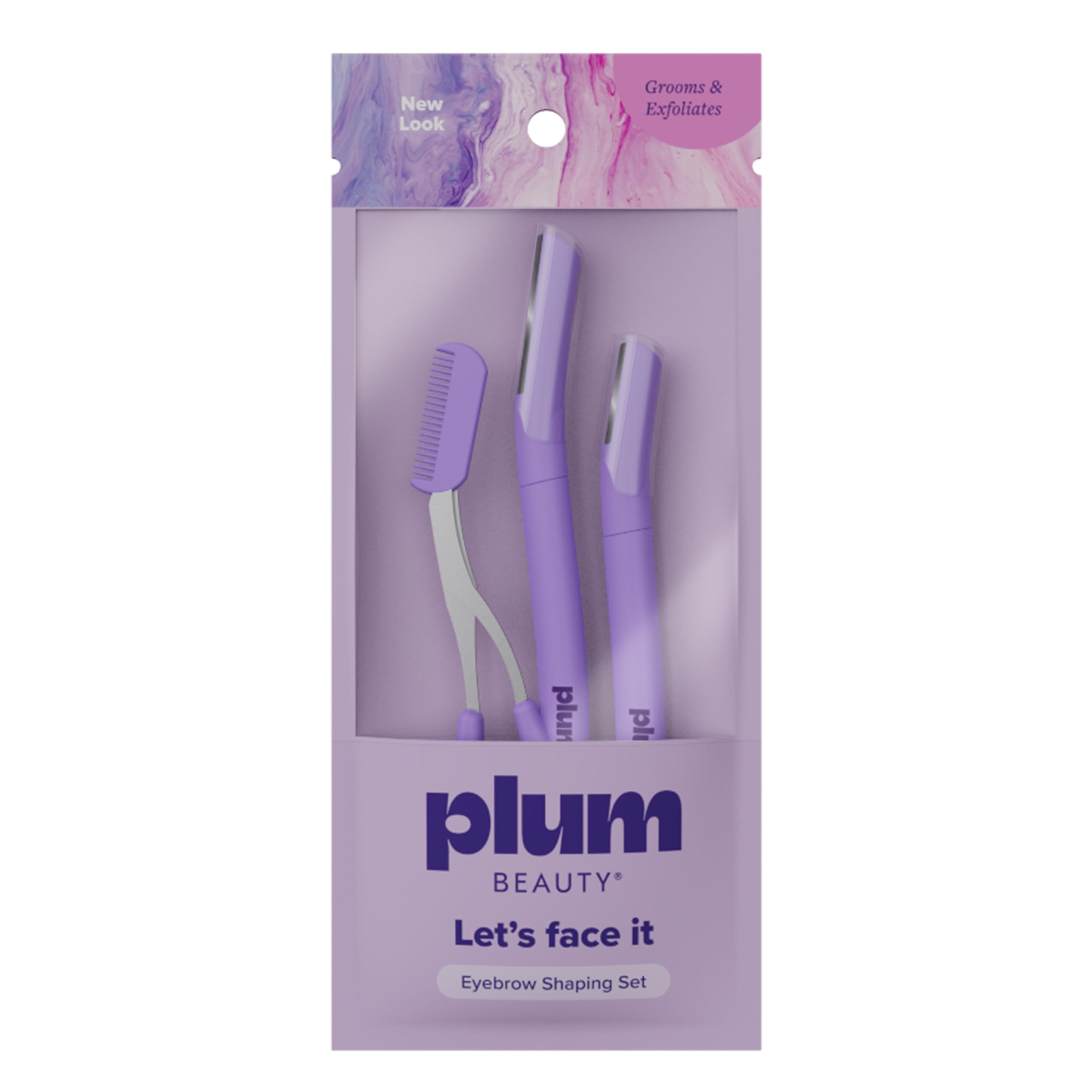 Two folding razors close up Plum Beauty Eyebrow Shaping Set