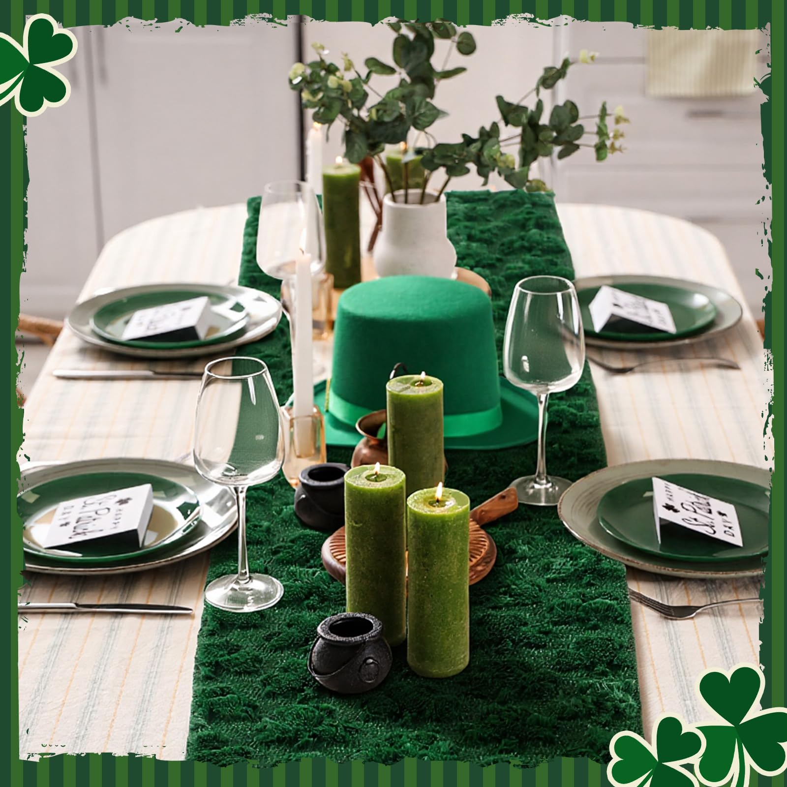 Versatile green shamrock table decor for meals and parties