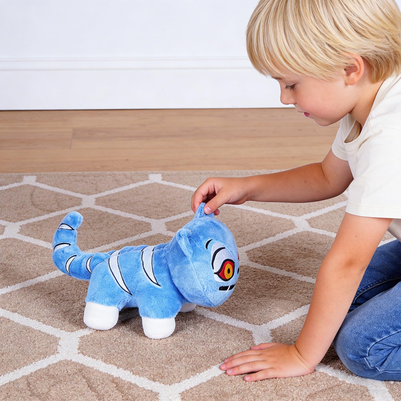 Gift option blue tiger plush toy for birthdays holidays