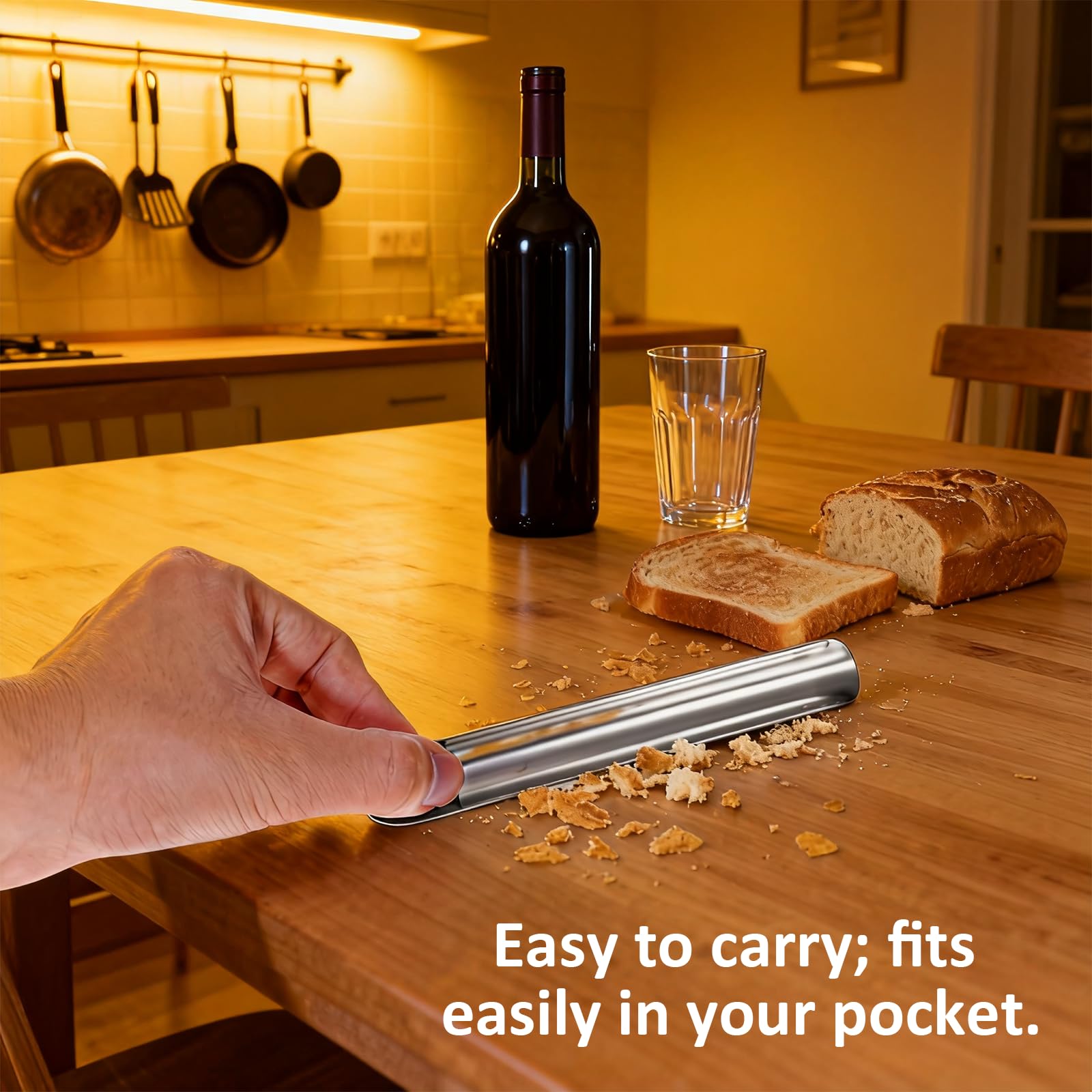 Pocket clip attachment on crumb sweeper