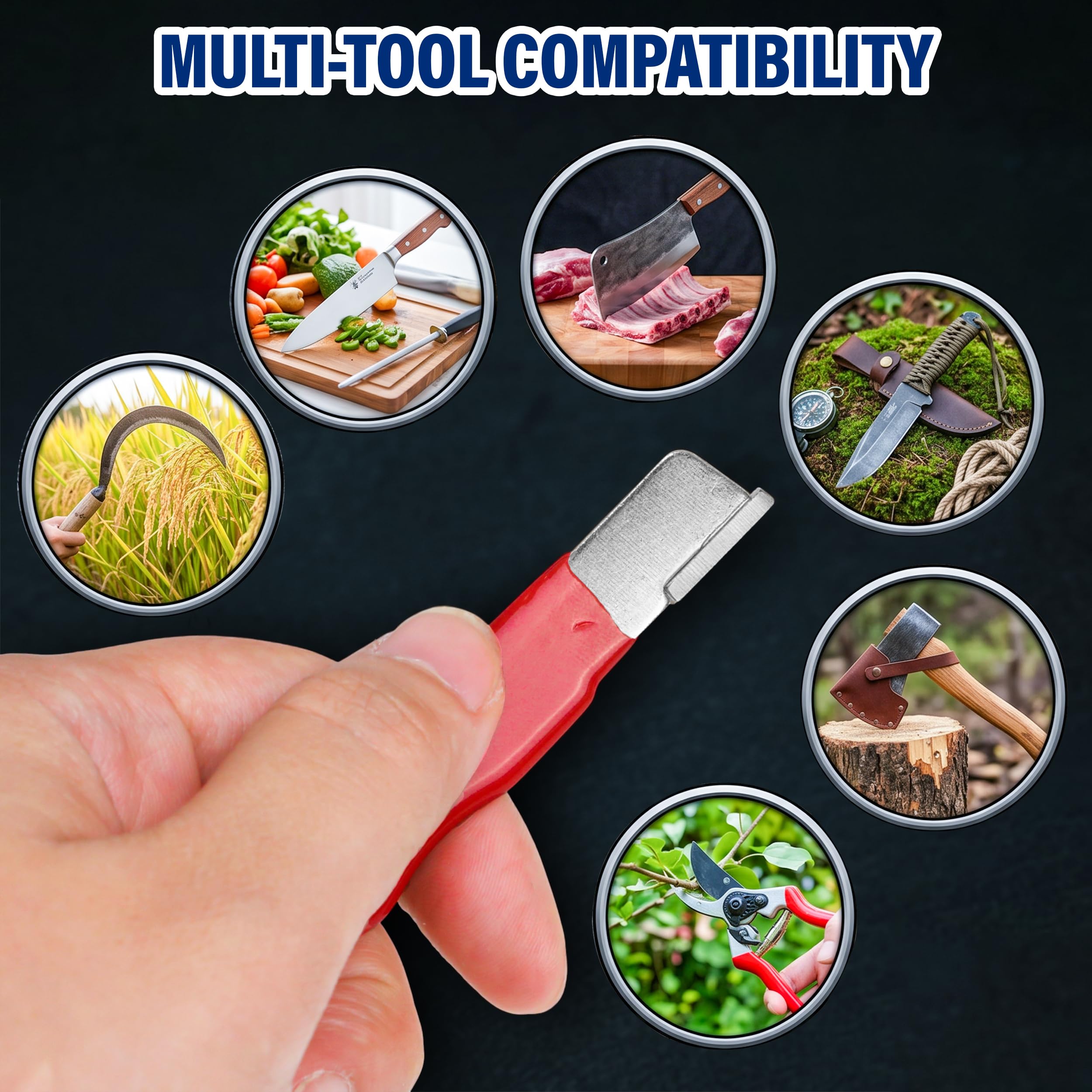 Sharpening tool suitable for garden shears pruners scissors knives axes machetes