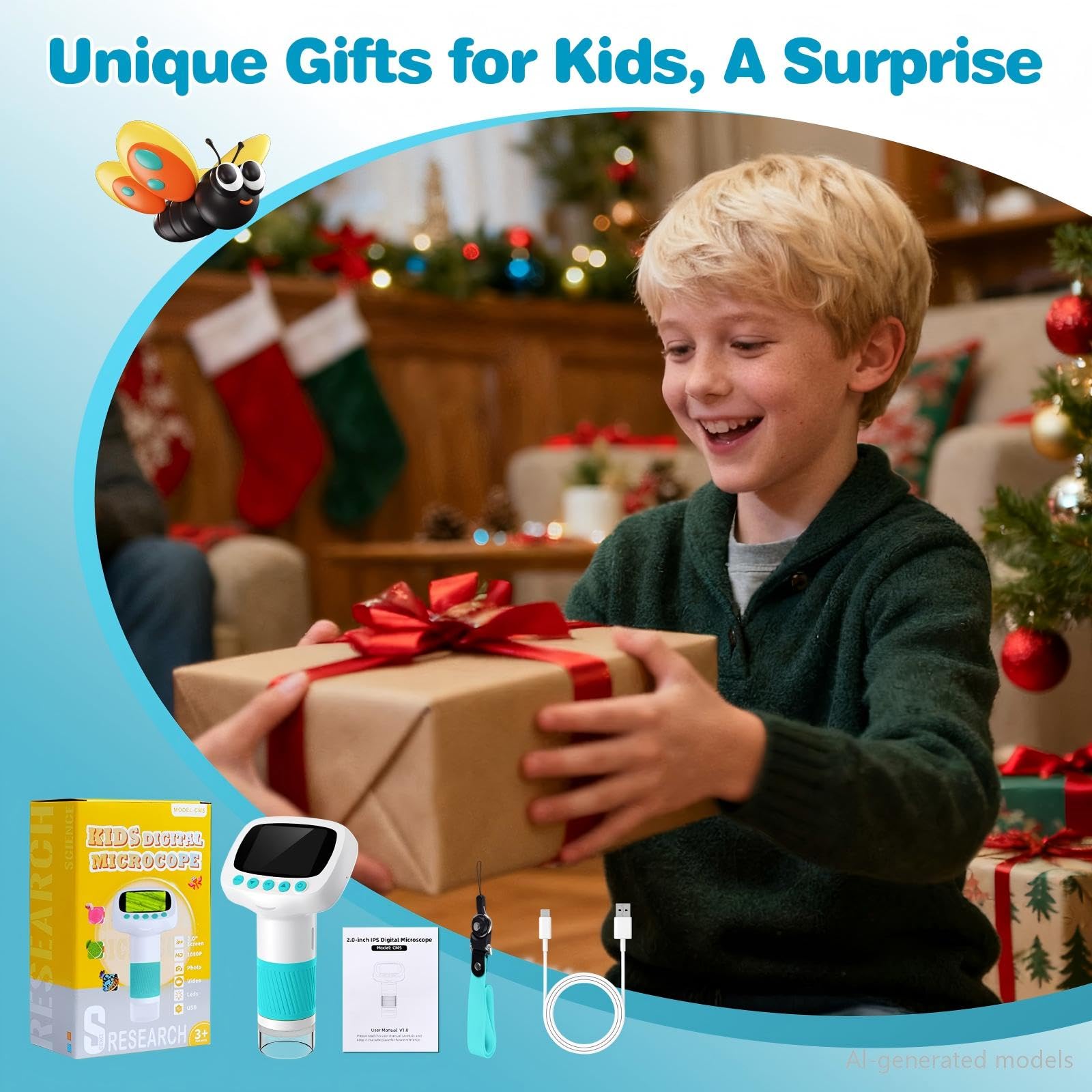 Compact pocket microscope suitable for kids over 3 years