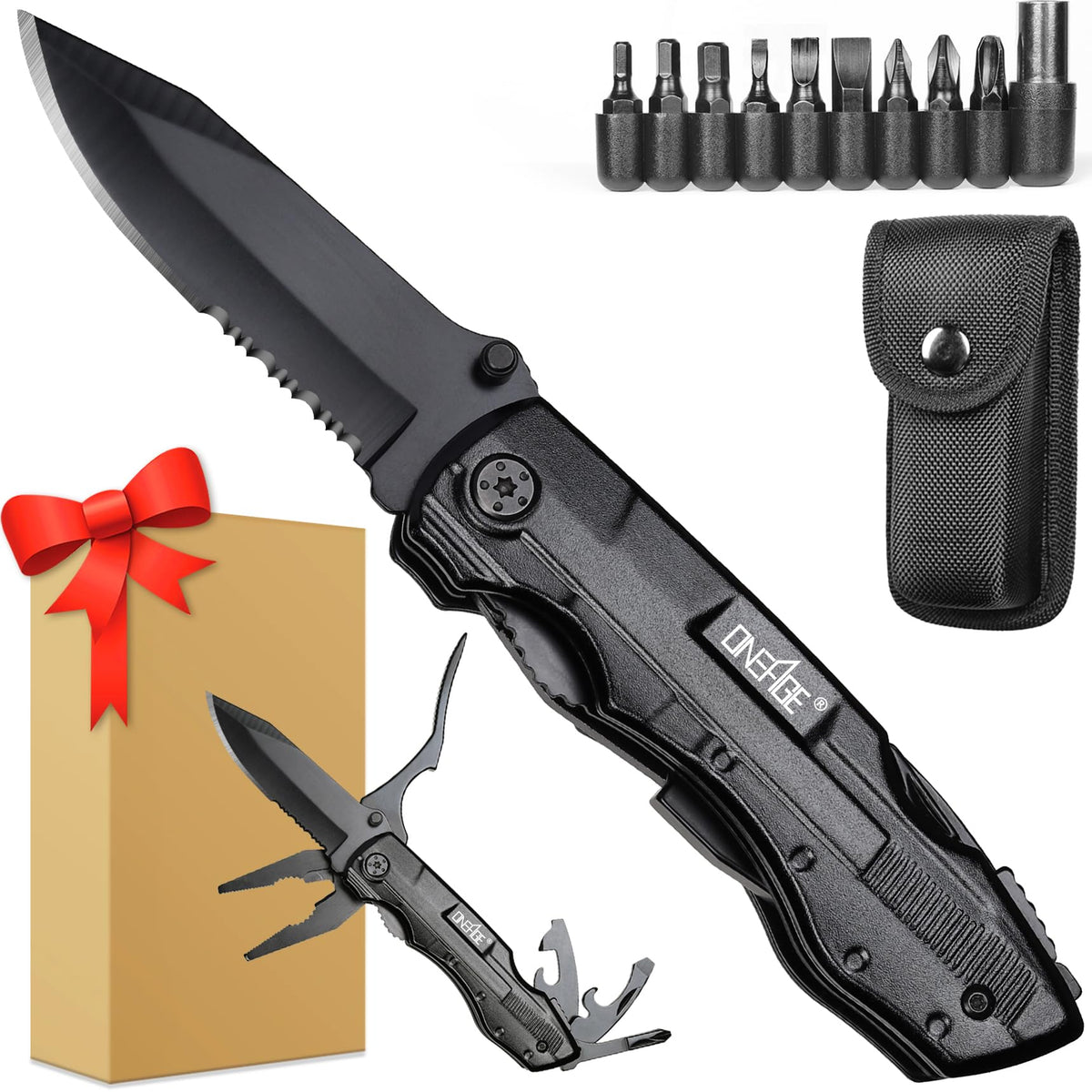 Pocket Multitool Knife stainless steel with black coating