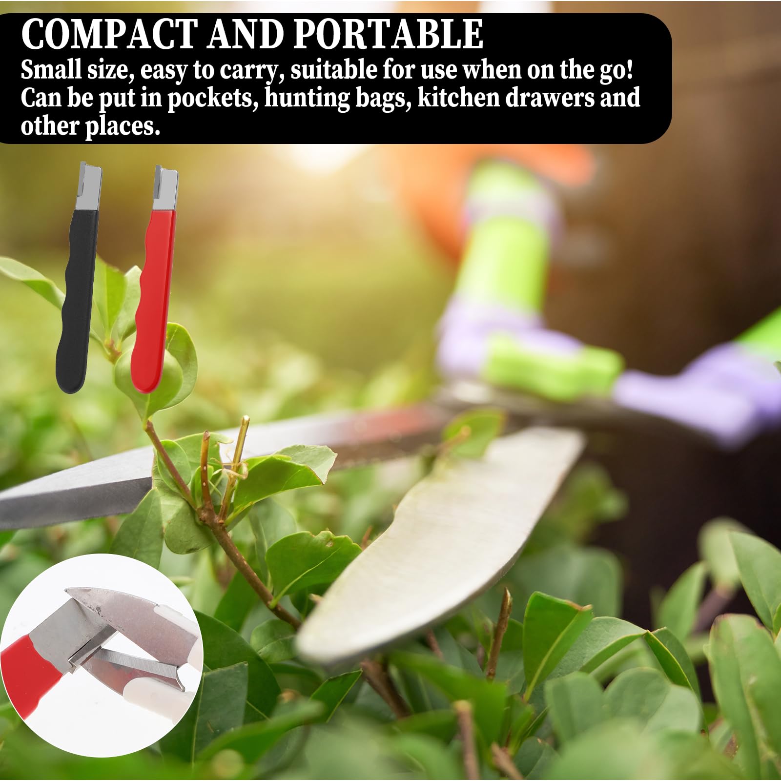 Black 2Pcs Garden Tool Blade Sharpener with cap