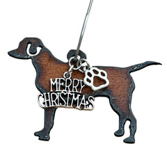Pointer LAB Labrador Christmas Ornament with rustic metal finish