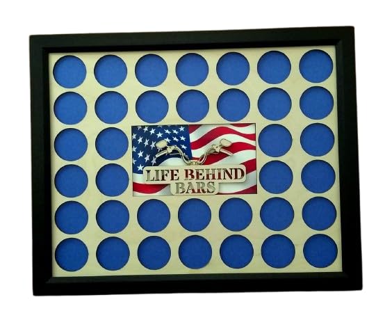 Poker Chip Display Frame holding 36 chips with Life Behind Bars insert