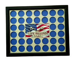 Poker Chip Display Frame holding 36 chips with Life Behind Bars insert