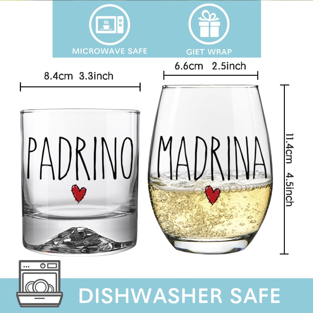 Godparents proposal gift Pokolllee stemless wine glasses image