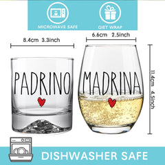 Godparents proposal gift Pokolllee stemless wine glasses image