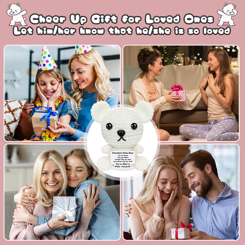 Polar bear plush with emotional support card included