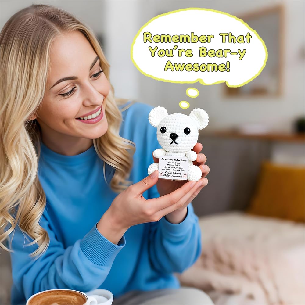 White polar bear plush desk decor