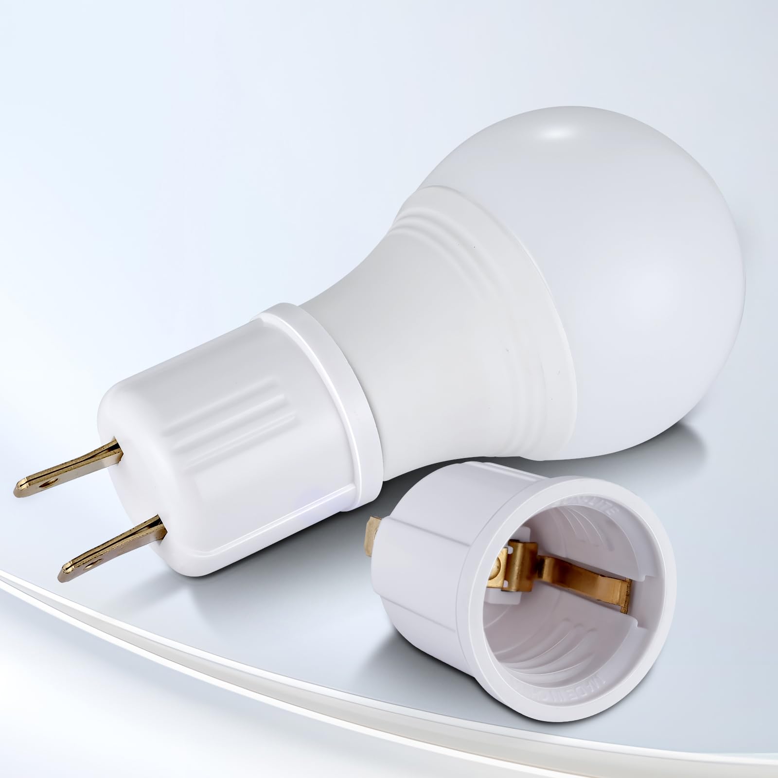 Polarized 2-prong to E26 E27 adapter close up