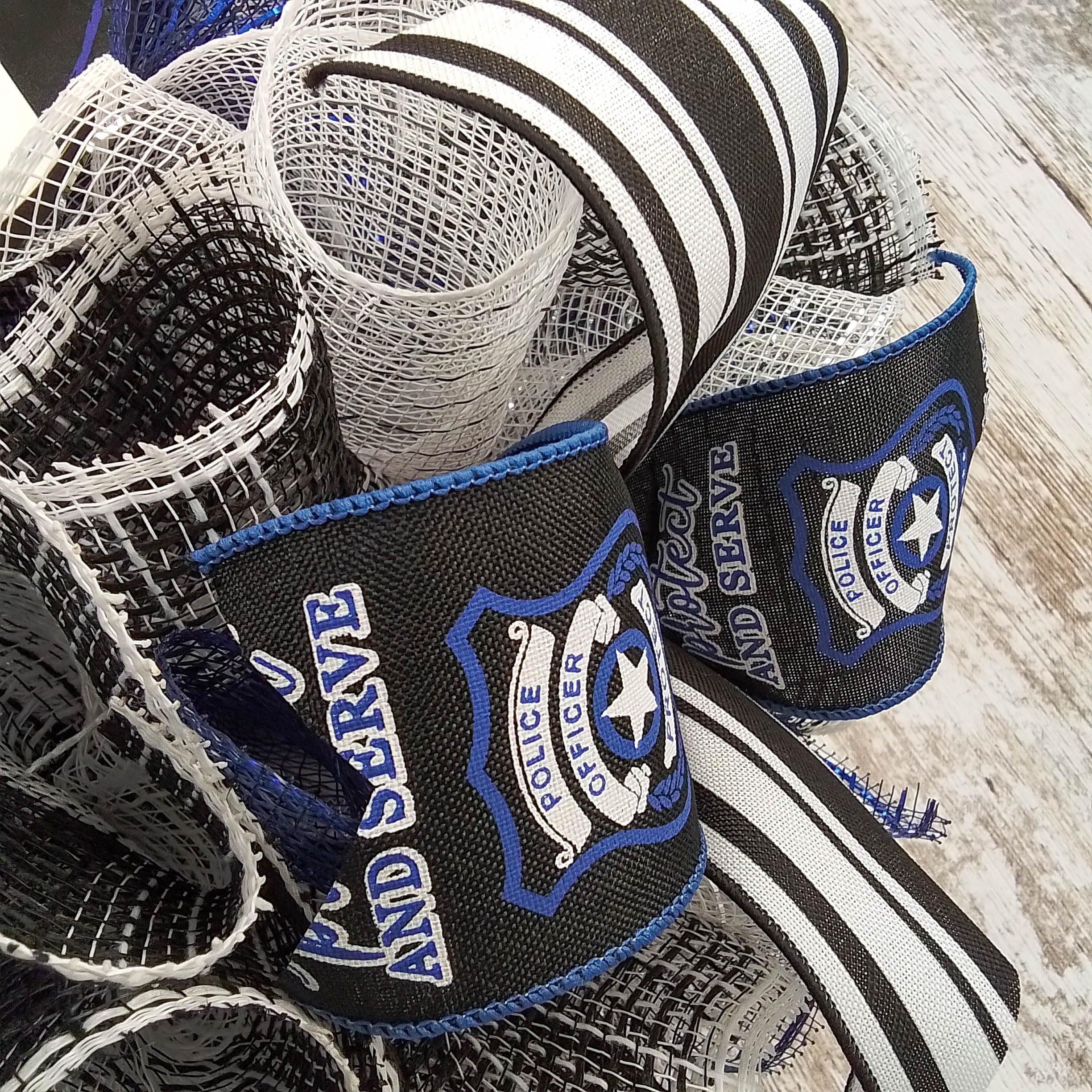Police themed decor wreath for home display