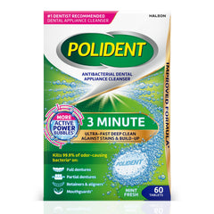 Polident 3 Minute Antibacterial Retainer Cleaner Tablets box