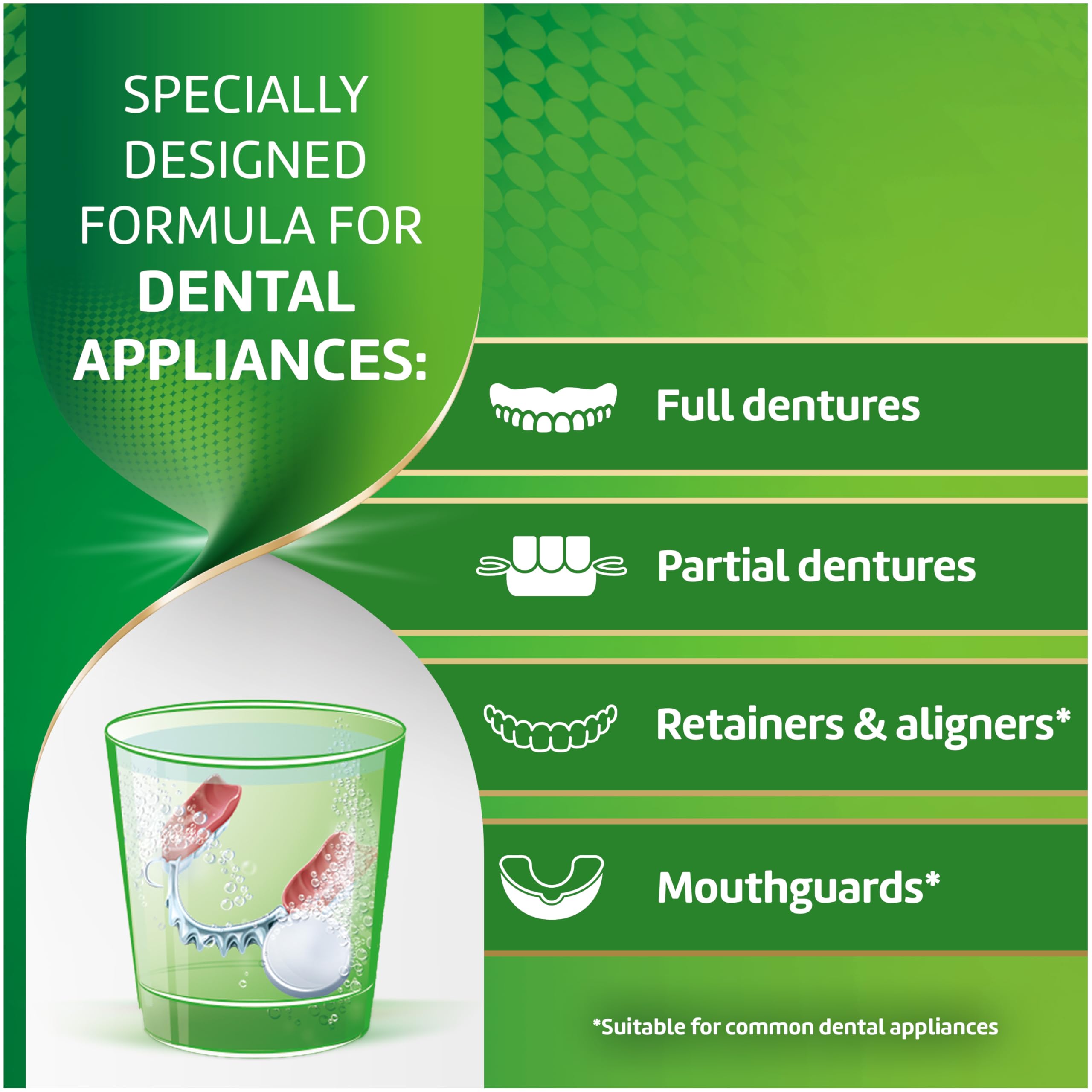 Retainer cleaning tablets by Polident for dental appliances