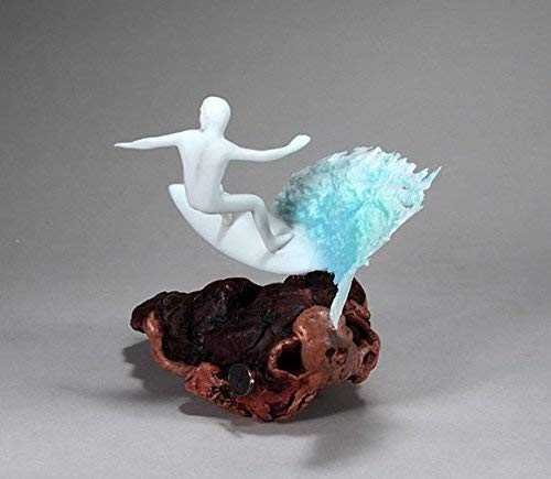 Polished burlwood base detail on Surfer Sculpture by John Perry