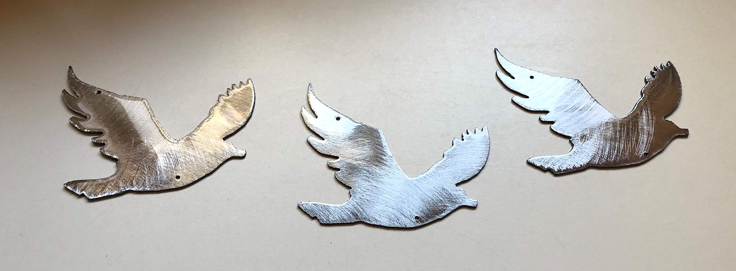 polished steel wall art accents birds 3x2 inches