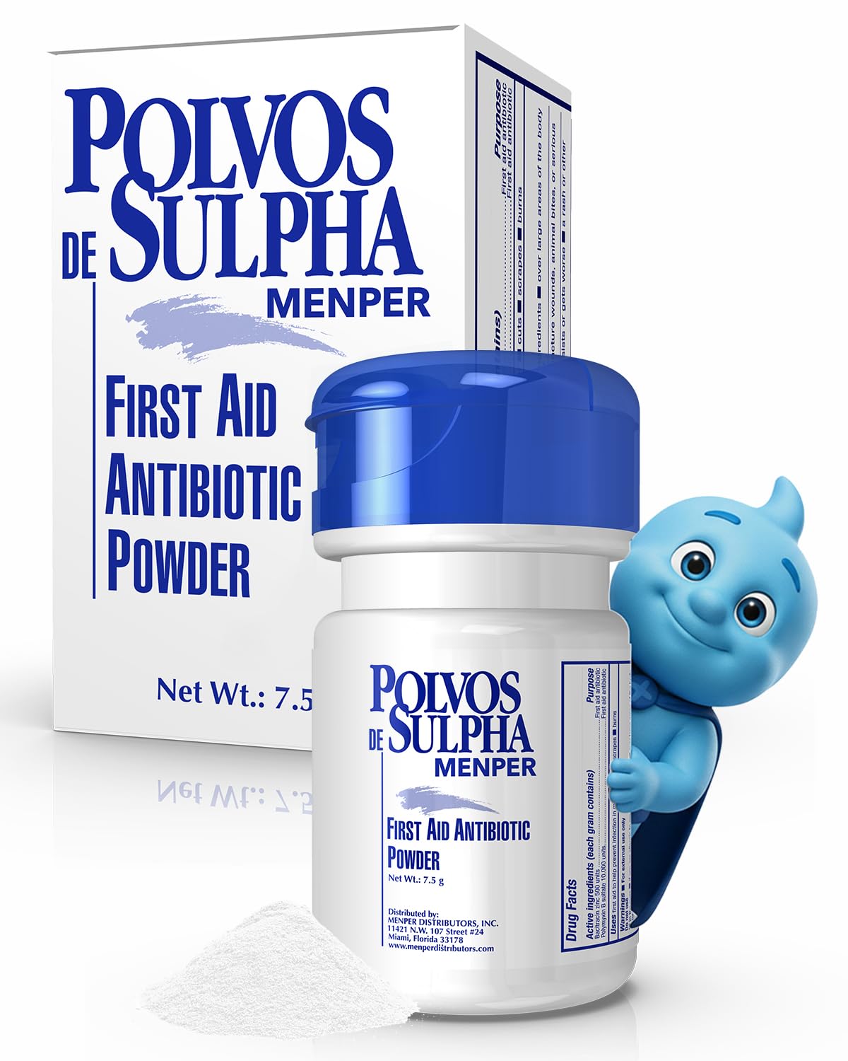 POLVOS DE SULPHA antibiotic powder packaging 7.5g 1-Pack