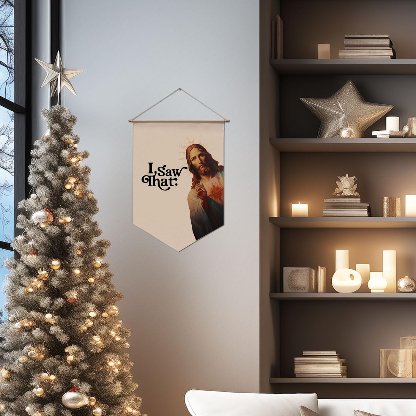 Polyester fabric wall banner for Christmas decor