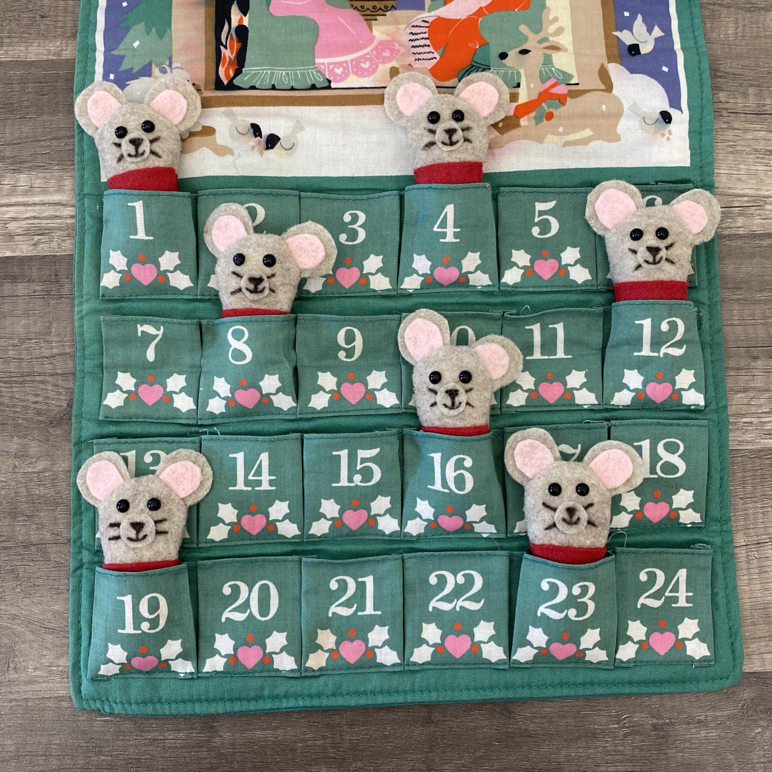 Polyester felt replica mouse with hand-drawn accents