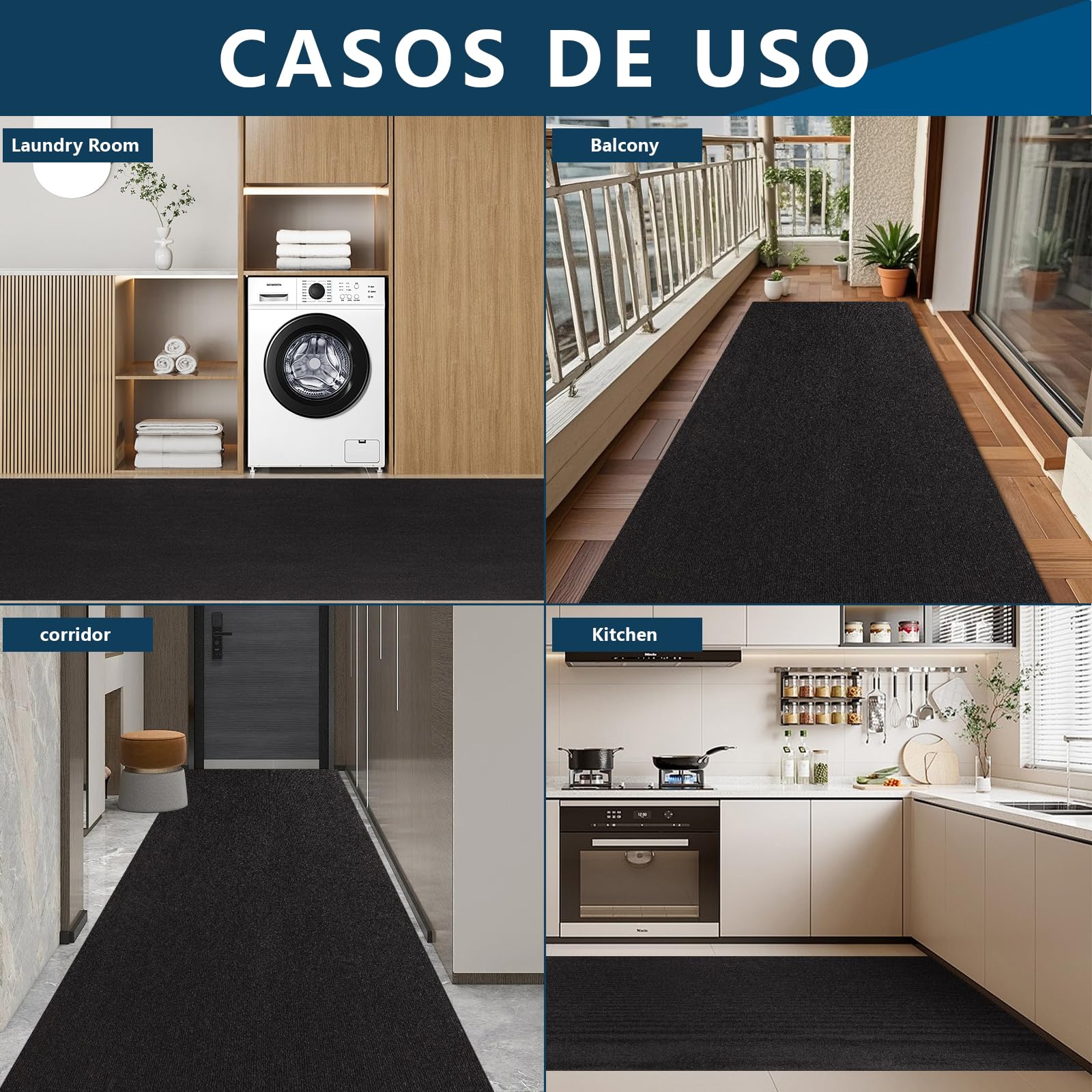 High-traffic suitable runner rug for balcony kitchen and garage